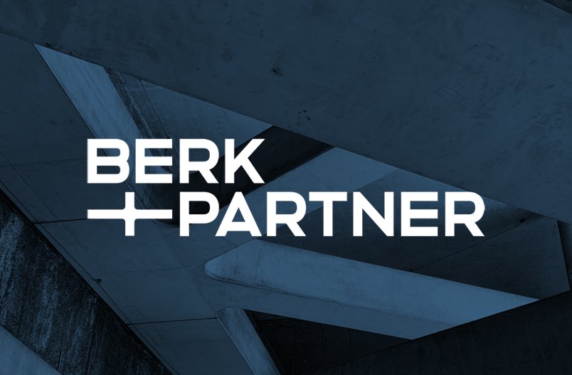 Referenzbilder Berk + Partner Logo, Logodesign, neue Corporate Identity, HFNR Hüfner Design, München.