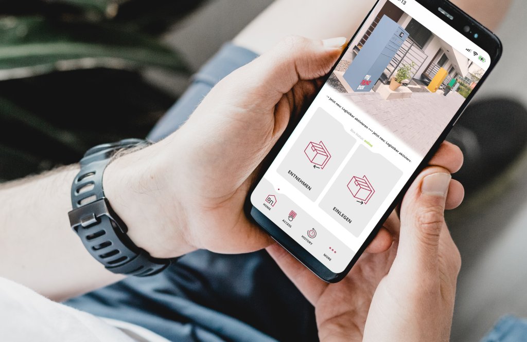 Referenzbild Renz, MyRenzBox Logo, UX/UI-Optimierung, App-Entwicklung, App-Design.