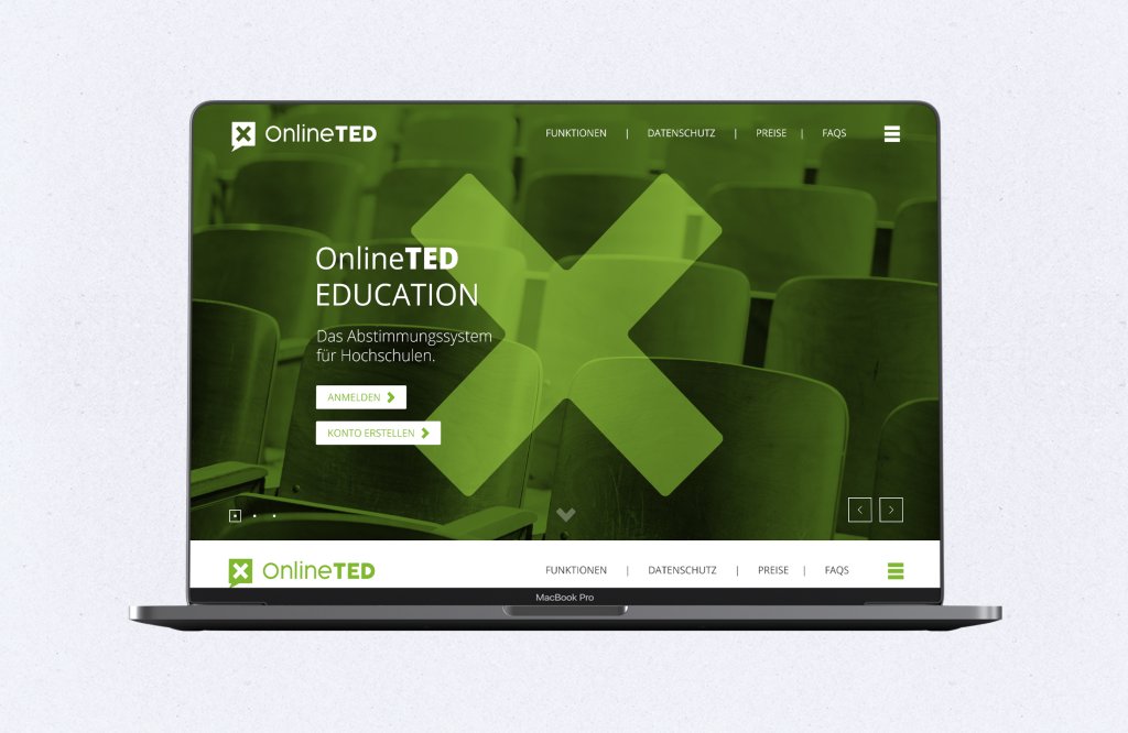 Referenzbilder OnlineTED Webdesign, neue Corporate Identity, HFNR Hüfner Design, München.