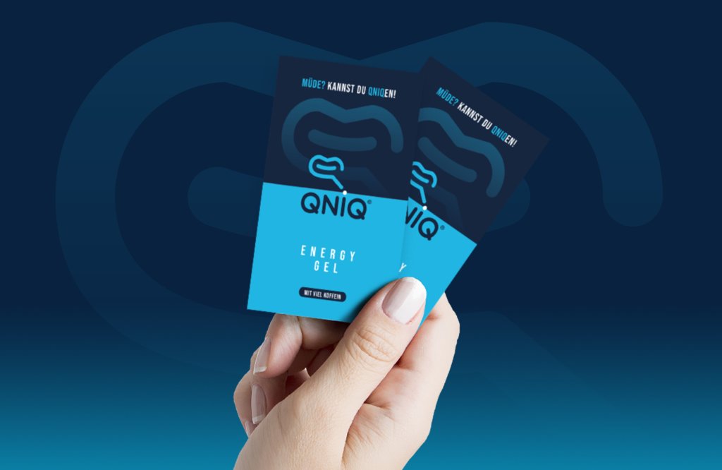 Referenzbilder QNIQ Energy Gel, neue Corporate Identity, HFNR Hüfner Design, München.