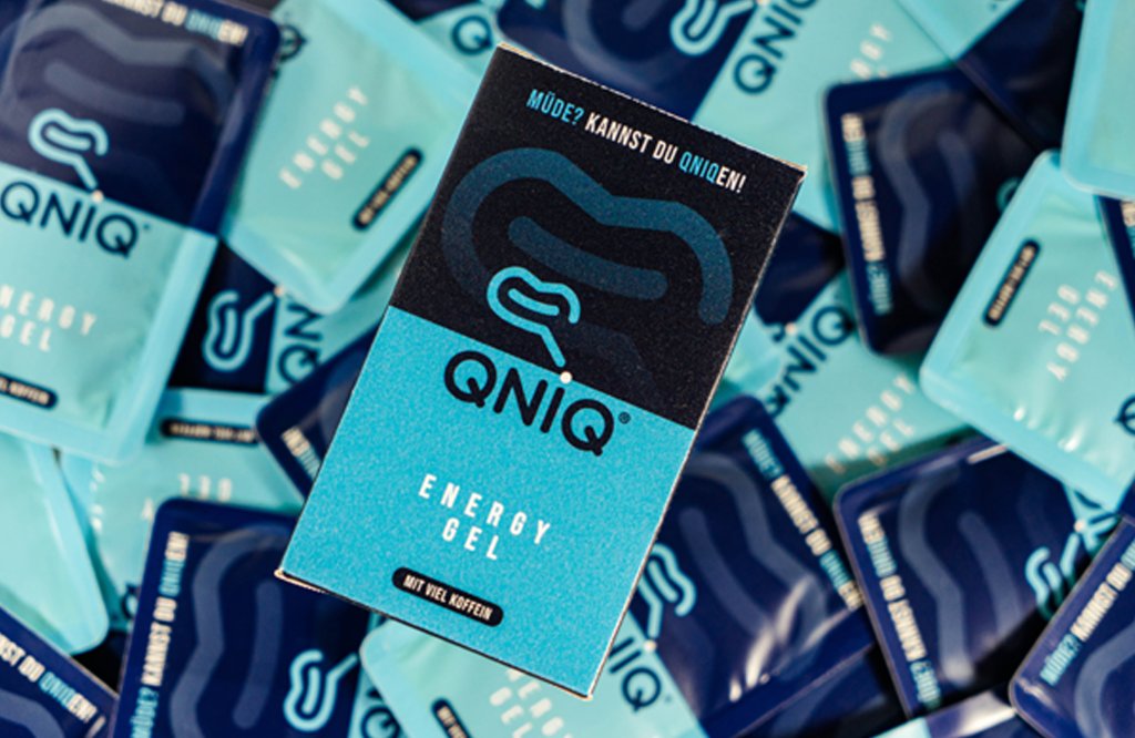 Referenzbilder QNIQ Energy Gel Produktfoto, neue Corporate Identity, HFNR Hüfner Design, München.